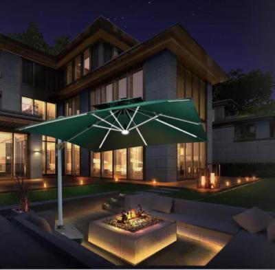 China Leisure Ways Solar Panel Umbrella Modern Luxury Garden Umbrella With Solar Light for sale