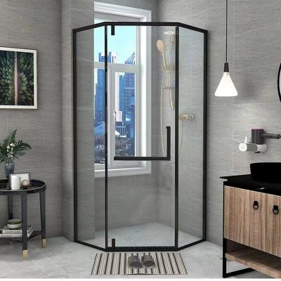 China Large stainless steel pulley waterproof tempered glass shower door diamond shaped partition, suitable for home hotels for sale