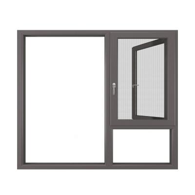 China Three-Layer Hollow Tempered Glass Aluminum Casement Window In Bridge Magnetic Break Screen for sale