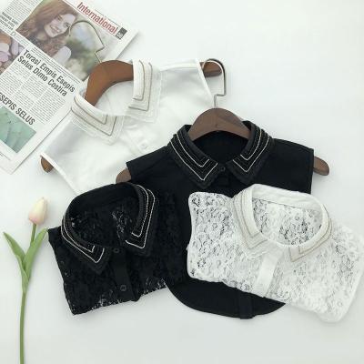 China Detachable Fake Collar Women Bib Collar Women Pearl Chain Lace Cheap Beaded Shirt Chiffon Half Fake Sleeveless for sale