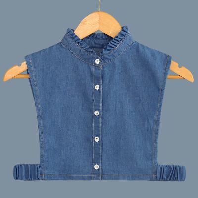 China Detachable Ruffles Stand Collar Faux Collar Women Hot Denim Shirt Half Fake Dickey Collar Sleeveless For Costume for sale