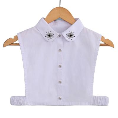 China Custom Made Detachable Women Dickey Collar For Suit Sleeveless Crystal Beaded White Half Shirt Fake Collar Shirt for sale