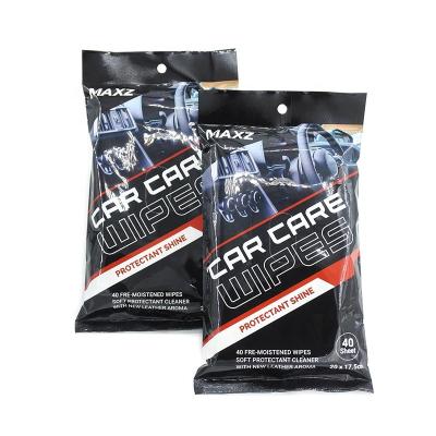 China Car Care Cleaning Leather Wet Towel Wipes OEM Universal Disposable Wet Cloths for sale