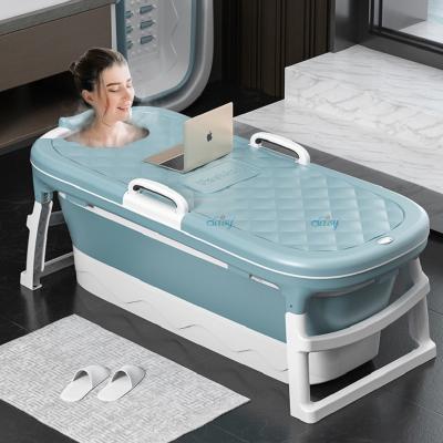 China Good Sale 1.38M Freestanding Bathroom Folding Freestanding Bucket Barrel Plastic Portable Foldable Bath Tub For Adults for sale