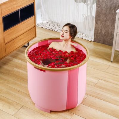 China Bath Free Round Plastic Bucket Artifact Home Thick Color Japanese Sweat Steamed Adult Kids Foldable Bathtub For Sale for sale