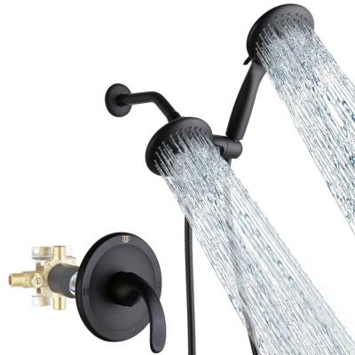 China Without Sliding Bar Contemporary Polished Wall Mounted Concealed 3 Function Hand Shower Including Black Bath Faucet Bathroom Showers Set for sale