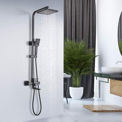 China With Slide Bar China Supply Sanitary Ware Metal Chrome Wall Mounted Thermostatic Rain Shower Faucet Set Rainfall Bathroom Shower Set for sale