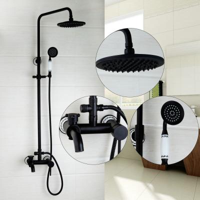 China With Slide Bar Rain Shower Set Tub Filter Hot And Cold Black 304 Mixer Shower Faucets Single Handle Stainless Steel Bathroom Shower Set for sale