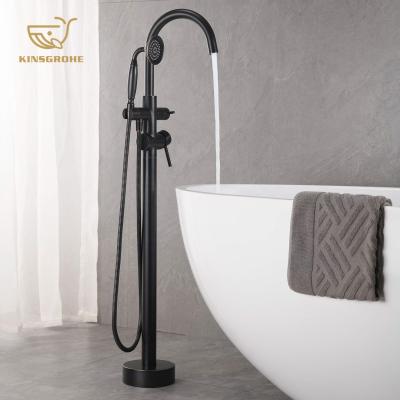 China Wholesale 304 Stainless Steel Matte Black Bathroom Floor Free Standing Sliding Bar Shower Taps Free Standing Bathtub Mixer for sale