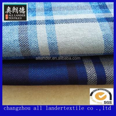 China Antistatic Woven 100% Cotton Indigo Check Denim Fabric For T Shirt for sale