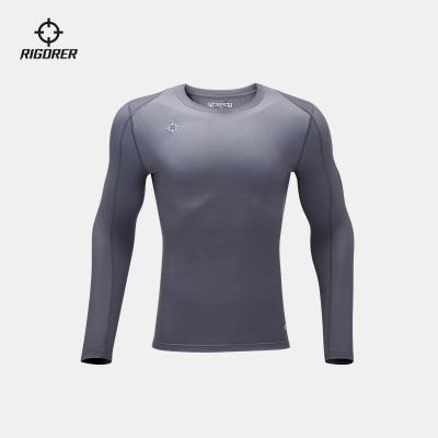 China Custom Logo Running Fitness And Yoga Wear Compression Shirt Thin Fit Polyester Fabric Antibacterial Top Jogging for sale