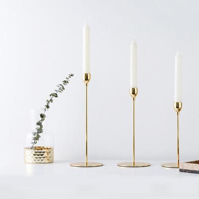 China Home Decoration Wholesales 3pcs/set Modern Tall Gold Candlestick Pillar Metal Candle Holder For Home Decor for sale