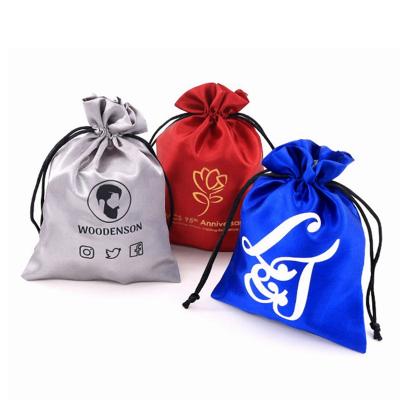 China Custom Jewelry Pouch Logo Satin Drawstring Bag For Jewelry Packaging for sale