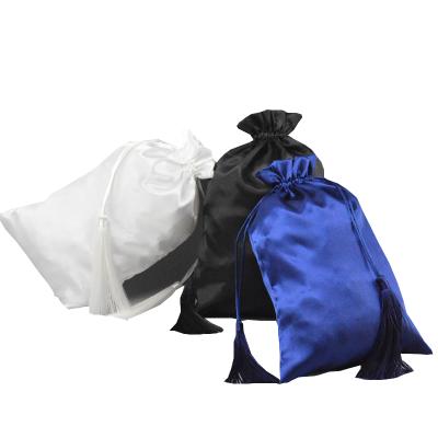 China AZO Free Logo Printed Hair Extensions Satin Drawstring Custom Wig Bundle Bag for sale