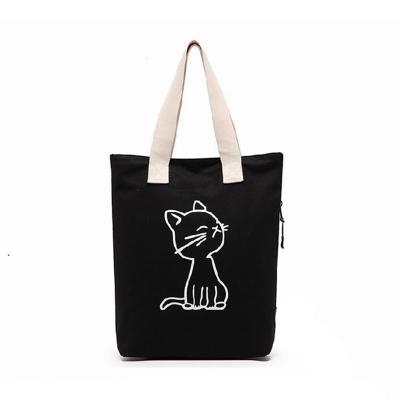 China Eco Friendly Lightweight Organic Handled Cotton Canvas Tote Bag , Casual Canvas Tote Zipper Bags for sale