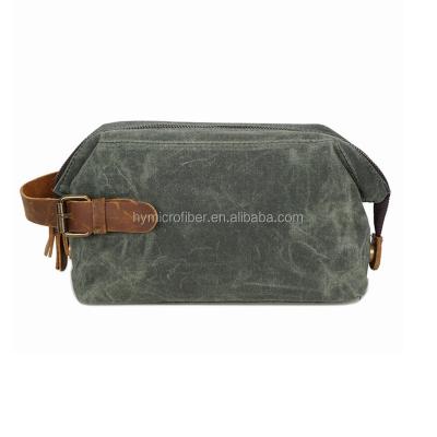 China Factory Custom AZO Free Custom Recycled Waxed Canvas Toiletry Cosmetic Bag for sale