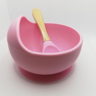 China BPA Free Silicone Tableware Suction Bowl Set Hot Selling Baby Feeding Bowl With Spoon for sale