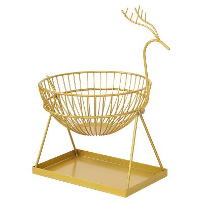 China Creative double layer Nordic style wrought iron fruit baskets roll fruit basket metal for sale