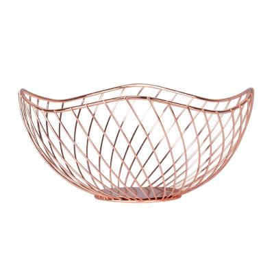 China High Quality Viable Creative Fruit Basket Rose Gold Vegetable Mesh Kitchen Storage Basket Fruit Basket for sale