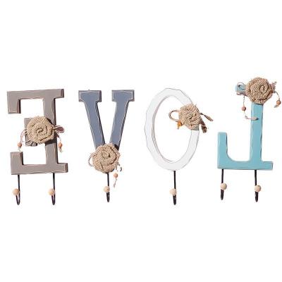 China Professional Manufacture Viable Letter Ornaments Multifunctional Wooden Wall Hook Cute Wall Hook for sale