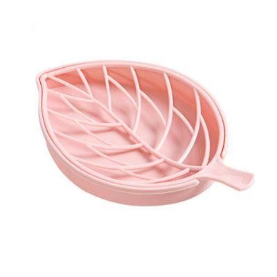 China Modern Household Products Leaf Shape Soap Holder Tray New Innovative Non Slip Soap Dish for sale