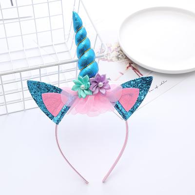 China Fabric Plastic Pink Color Heanband Lovely Unicorn Glow Creative Kids Led Light Headbands for sale