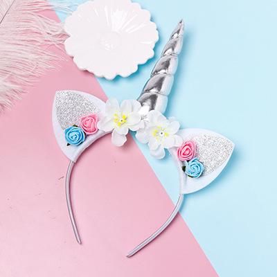 China Creative Hot-selling Unicorn Headband Plush Lovely Cloth Plastic Headbands Pink Color for sale