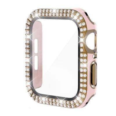 China Newest Diamond Rhinestone Full Protective Bumper Case Glitter Diamond Hard PC Cover For For Apple Watch SE 6 Series 5 4 40mm/44cm for sale