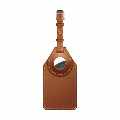 China Luxury High Quality Shockproof TOP Layer Leather Keychain For AirTag Baggage Tag Baggage Charm For AirTags Tracker for sale