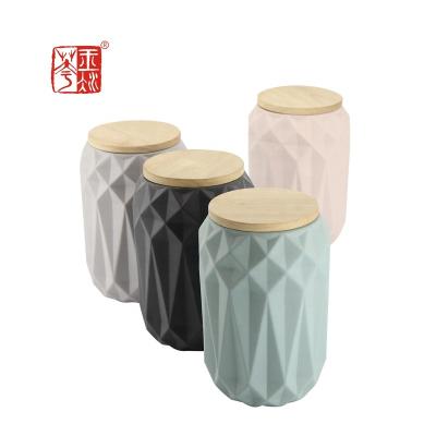 China Factory Wholesale Premium Ceramic Storage Jar With Wooden Lid Normal Safe Packing zu verkaufen