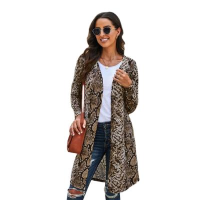 China 2021 Left Hand Style Manufacturer Casual Fall Winter Warm Leopard Knit Breathable Knit Maxi Long Cardigan For Woman for sale