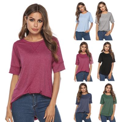 China Breathable High Quality Round Neck Clothing Summer Lady Long Tops Wear Soft T Shirts For Women for sale