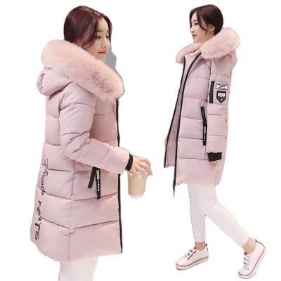 China Korean Winter Waterproof Thin Down Women's Cotton-padded Thick Cotton-padded Jacket Women's Mid-Long Jacket for sale