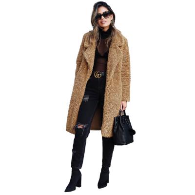 China Factory Wholesale Women Breathable 2020 Winters Lambswool Fur Jacket Overcoat Long Soft Warm Plush Long Sleeve Casual Outerwear for sale