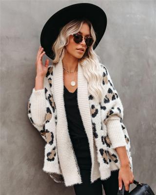 China Factory wholesale women sweater leopard elegant breathable long plus size cardigan knit coat for women for sale