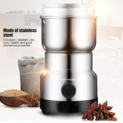 China Stainless Steel Multifunctional Cup Household Small Bean Nut Grinder Portable Plastic Base Spice Grinder Coffee Grinder for sale