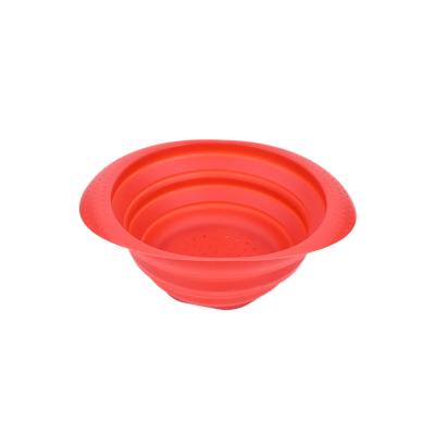 China Viable Silicone Colander Collapsible Folding Sieve For Kitchen Fruit Vegetable Foldable Colander Kitchen Space Saving Sieve for sale