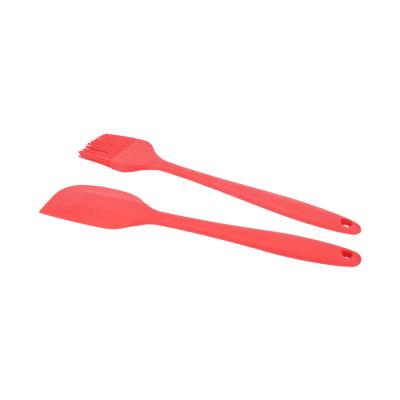 China Viable Silicone Baking Set Pastry Baking Tools Heat Resistant Soft Handle Brush and Spatula Set of 2 for sale