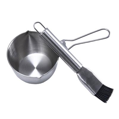 China Easily cleaned BBQ set of basting bowl and brush stainless steel bowl silicone brush for sale