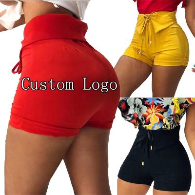 China Custom Hot Solid Personality Design Drawstring Fashion Anti-wrinkle Summer Clothing Women Casual Logo Short Pants Bodycon For Woman for sale