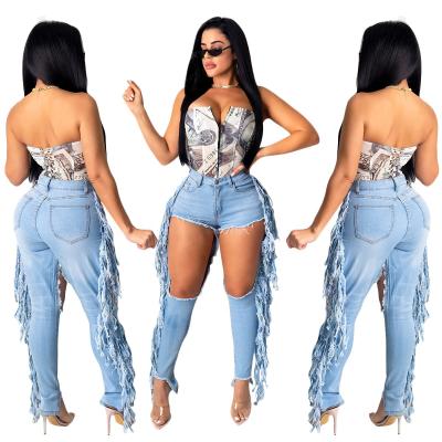 China 2021 New Multicolor Designed Breathable Polyester Fashion All-match Jeans For Women for sale