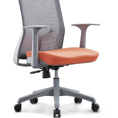 China Sencilla y cómoda ergonomía de tela de color naranja-gris doble silla de oficina silla de personal en venta