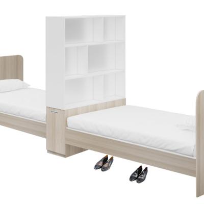 China Apartamento de estilo nórdico Cama de hotel Mobiliário de dormitório com guarda-roupa para bagagem à venda