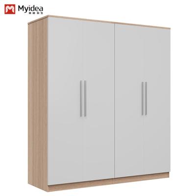 China Contemporary Modern Simple Bedroom Wardrobe With Hanging Rod Ample Storage Panel Wood Furniture for sale