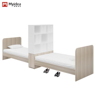 China Nordic Style Apartment Hotel Bed Dormitory Furniture With Wardrobe For Luggage for sale