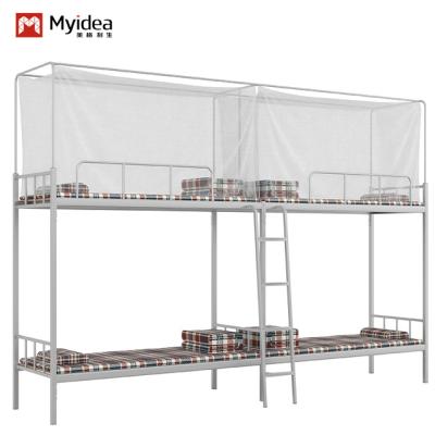 China Simple and practical four-person steel frame bed with curtain frame and Yarn Curtain in the dormitory for sale