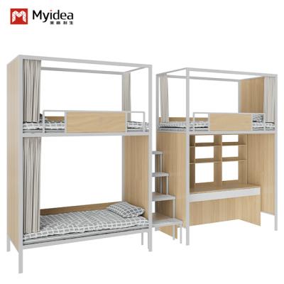 China Modern Design Metal Bunk Bed With Desk High Stability Furniture Apartment for sale