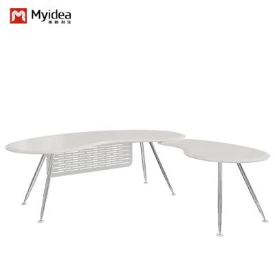 China White Snow Mountain Table And Metal Feet , Staff Executive Modern Office Workstation Desk for sale