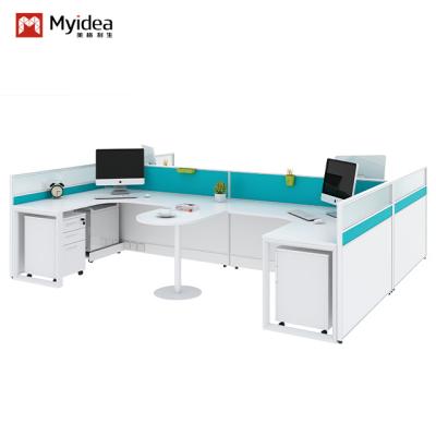 Chine Moderne 4 personnes mobilier de bureau personnel poste de travail exécutif Table avec une jambe métallique à vendre