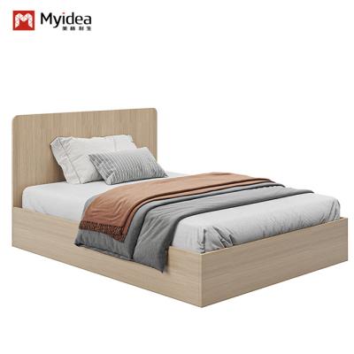 China Comfortabel modern minimalistisch houten bed metalen frame zonder matras voor slaapkamer school appartement of hotel Te koop